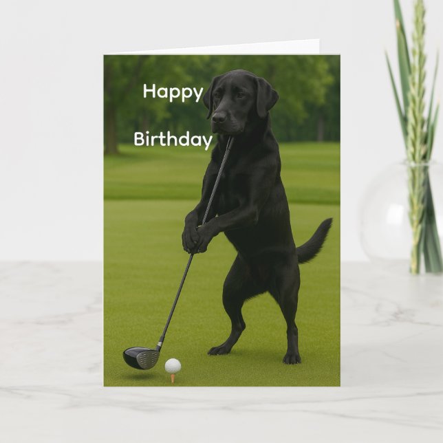 Tarjeta Dog Lover funny birthday card Lab at the Tee (Anverso)