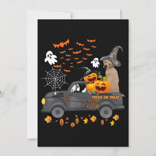 Tarjeta Dog Lover |Halloween Labrador Truck Trick O Trek (Anverso)