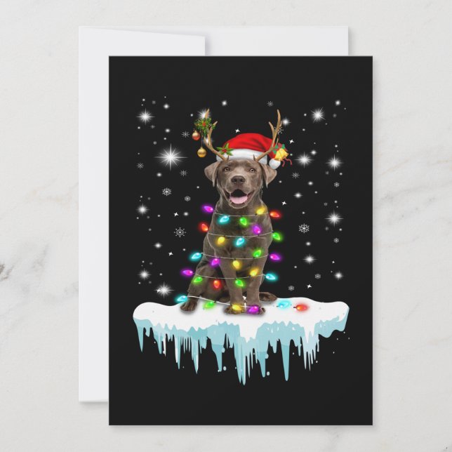 Tarjeta Dog Lover | Luz de los Navidades de chocolate Labr (Anverso)