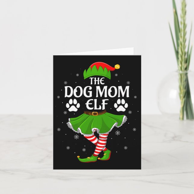 Tarjeta Dog Mom Elf Christmas Family Girls Women Elf Squad (Anverso)