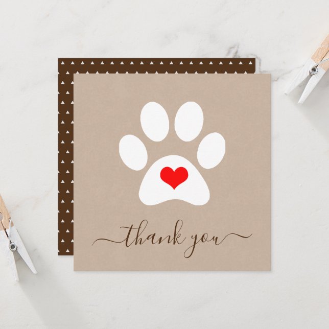 Tarjeta Dog Paw Mascota Business Gracias Cartas (Anverso/Reverso In Situ)
