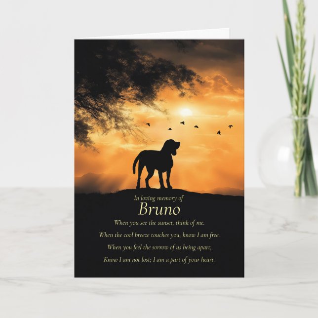 Tarjeta Dog Pet Sympathy Custom Name With Spiritual Poem  (Anverso)