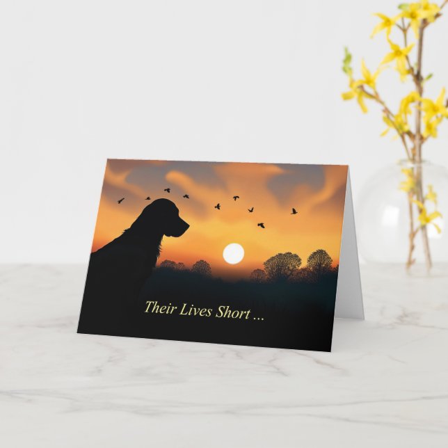 Tarjeta Dog Sympathy Loss of Dog Silhouetted in Sunset  (flor amarilla)