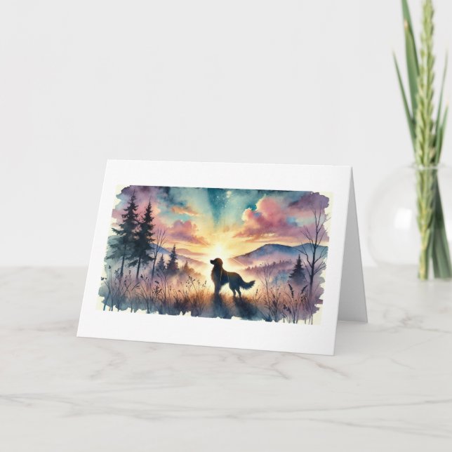 Tarjeta Dog Sympathy Watercolor Sunrise Card (Anverso)