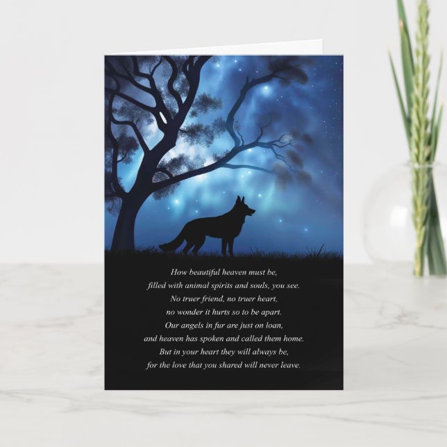 Tarjeta Dog Sympathy with Spiritual Poem of Heaven (Anverso)