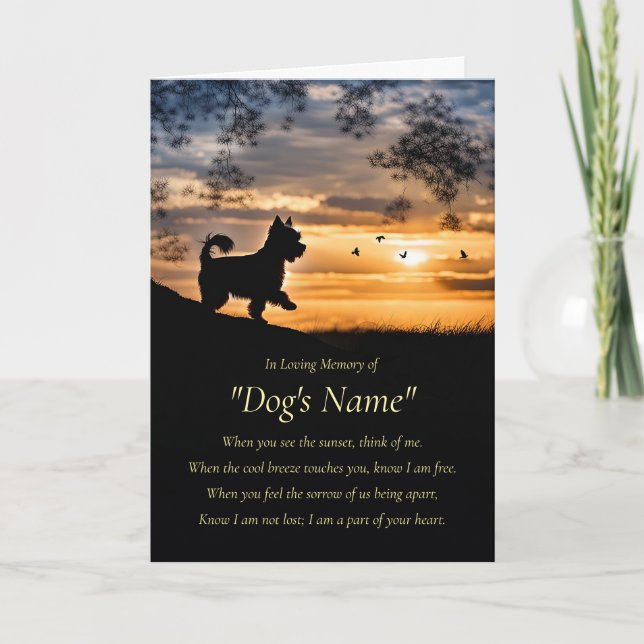 Tarjeta Dog Sympathy Yorkie Yorkshire Terrier Custom Name  (Anverso)