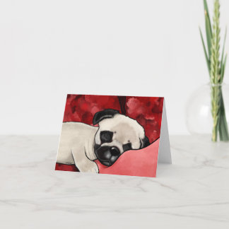 Tarjeta Dog Tired Pug Pup Blank Notecard