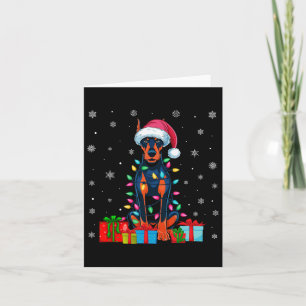 Tarjeta Dog Ugly Xmas Luces Santa Doberman Pinscher Dog C