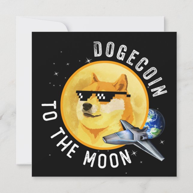 Tarjeta Dogecoin To The Moon Funny Cryptocurrency Meme Mou (Reverso)