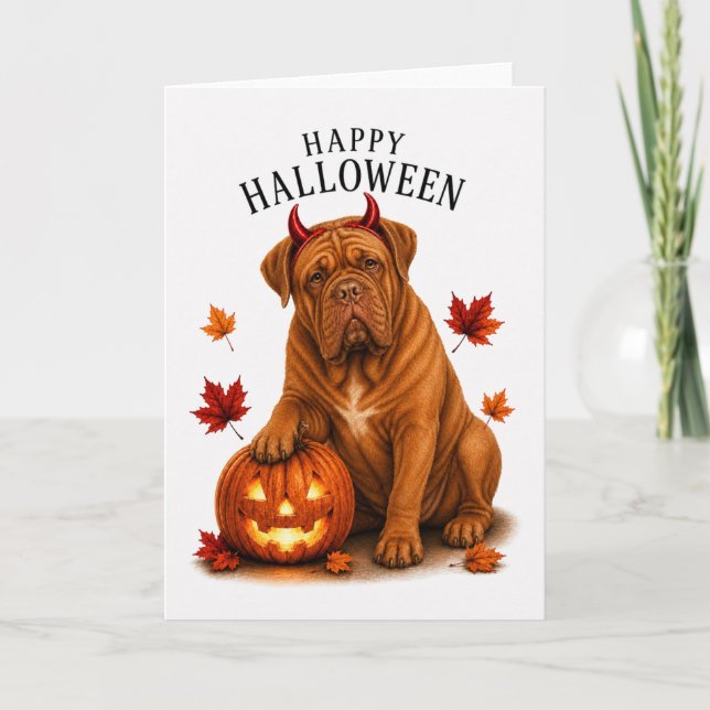 Tarjeta Dogo de Burdeos Diablo Perro (Anverso)