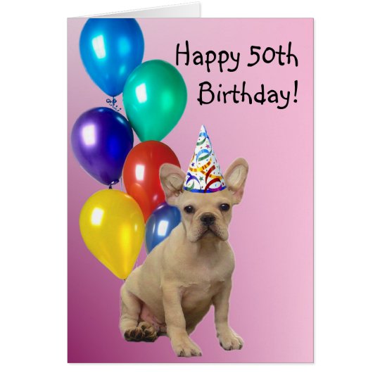 Tarjeta Dogo francés del 50.o cumpleaños feliz