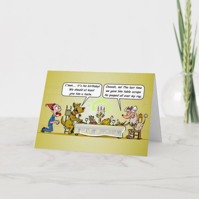 Tarjeta Dogs Dine Mientras El Humano Comienza Una Graciosa (Anverso)