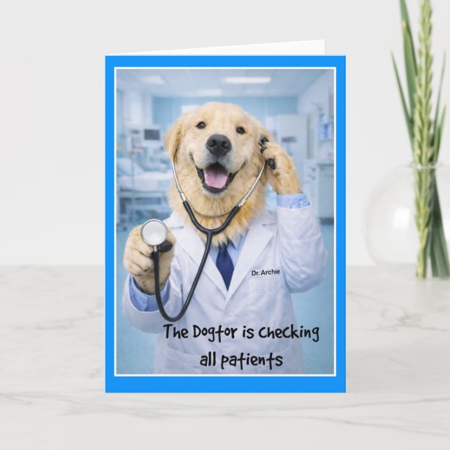 Tarjeta Dogtor Checking On You Get Well Card  ST-3 (Anverso)