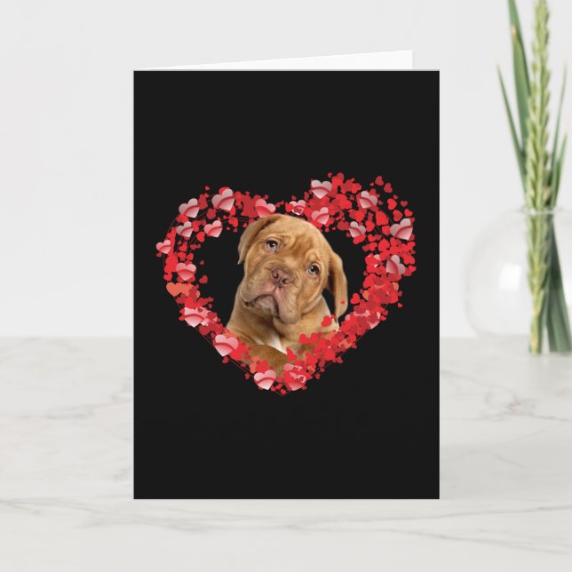 Tarjeta dogue de bordeaux regalo de corazón para los amant (Anverso)