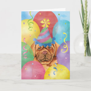 Tarjeta Dogue de Burdeos para globos de cumpleaños