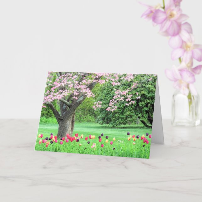 Tarjeta Dogwood y tulipanes (Orquídea)