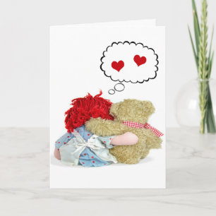 Tarjeta Doll and Bear pensando en ti