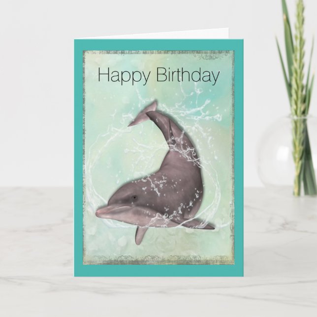 Tarjeta Dolphin aplastando por cumpleaños feliz (Anverso)