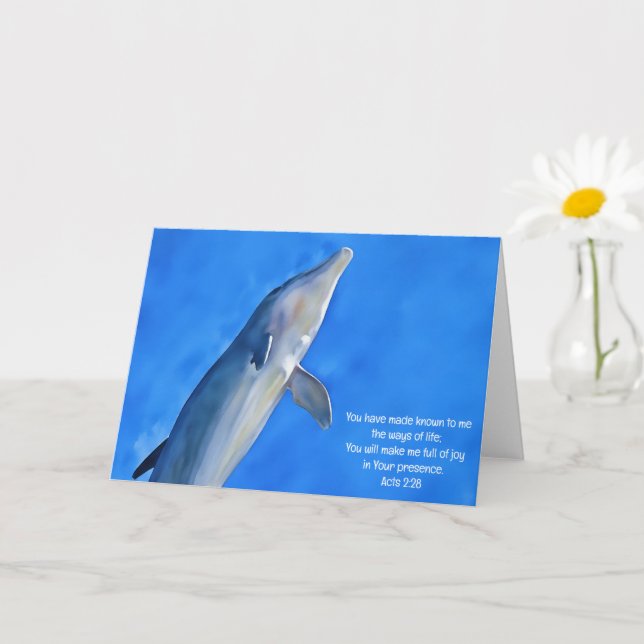 Tarjeta Dolphin Joy Bible Verse Art Note Card (Planta pequeña)