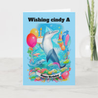 Dolphin Vestido gorra de cumpleaños sosteniendo el