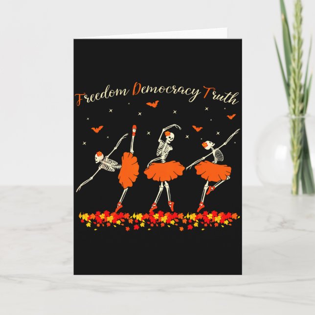 Tarjeta Dom Democracy Truth Skeleton Dancing Halloween  (Anverso)