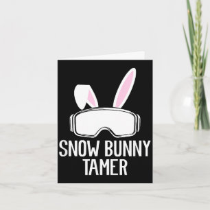Tarjeta Domador de conejito de nieve esquí divertido fiest