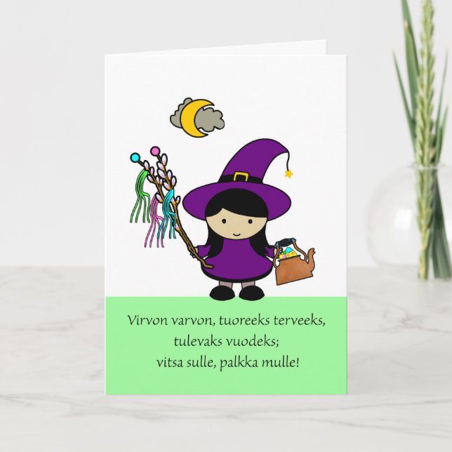 Tarjeta Domingo de Ramos Finlandés, Bruja Cuta (Anverso)