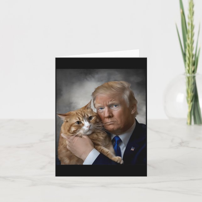 Tarjeta Donald Trump And Cat Funny Trump And Cat, Litical  (Anverso)