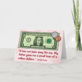 Tarjeta Donald Trump como billete de dólar