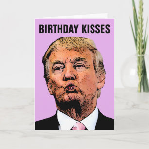 TARJETA DONALD TRUMP KISS CUADRO DE CUMPLEAÑOS DIVERSIÓN D