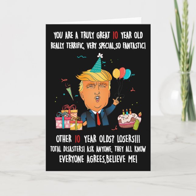Tarjeta Donald Trump President Funny 10th Birthday Trump B (Anverso)
