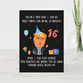 Tarjeta Donald Trump Presidente Divertido Cumpleaños 16 Tr
