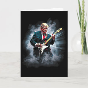 Tarjeta Donald Trump tocando guitarra eléctrica de rock 