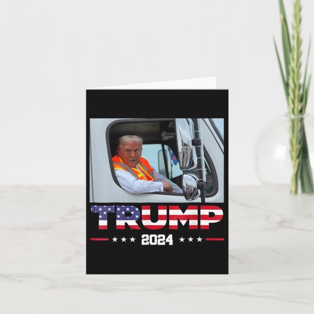 Tarjeta Donald Trump viaja en camión de basura 1 (Anverso)