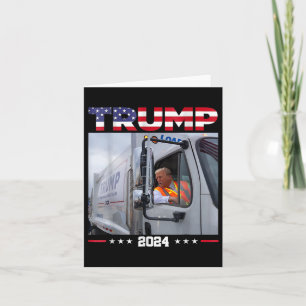 Tarjeta Donald Trump viaja en camión de basura - camión de