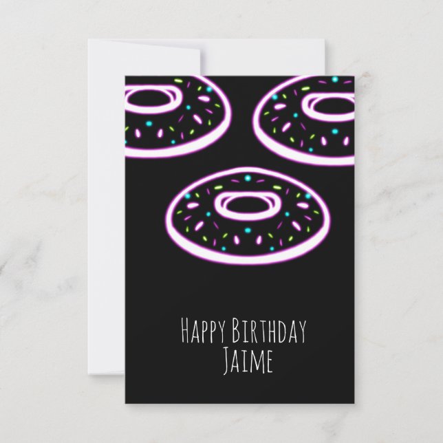Tarjeta Donas con Sprinkles Fiesta de Cumpleaños Neon Negr (Anverso)