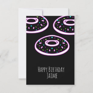 Tarjeta Donas con Sprinkles Fiesta de Cumpleaños Neon Negr