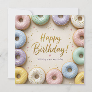 Tarjeta Donas Glaseadas Pastel Con Purpurina Dorada Dulces