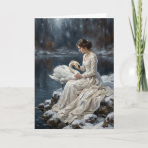 Tarjeta Doncella del Cisne Arte de Fantasía Romántica Lago