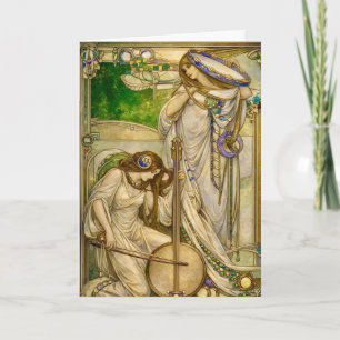 Tarjeta Doncellas de la Música Art Nouveau Ilustración Vin
