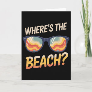 Tarjeta Donde Esta La Playa Divertida Ola De Puesta De Sol