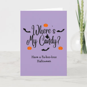 Tarjeta Dónde está mi caramelo - Truco o trato Halloween
