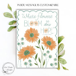 Tarjeta "Donde florecen las flores, también lo hace la esp