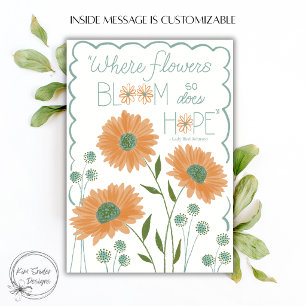 Tarjeta "Donde florecen las flores, también lo hace la esp
