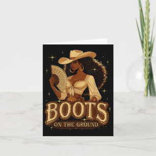 Tarjeta Donde Los Hinchas En Boots En El Suelo Negro Cowgi