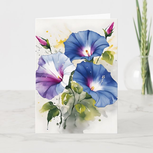 Tarjeta Dondiego de día - Flores de acuarela (Anverso)