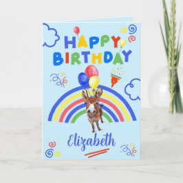Tarjeta Donkey Birthday Card in Blue