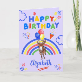 Tarjeta Donkey Birthday Card in Purple