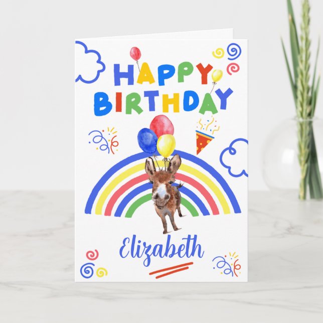 Tarjeta Donkey Birthday Card in White (Anverso)