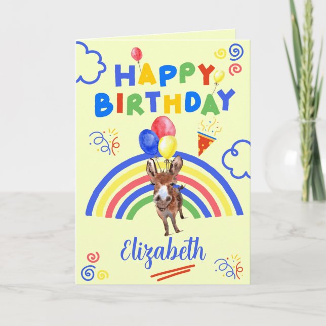 Tarjeta Donkey Birthday Card in Yellow (Anverso)